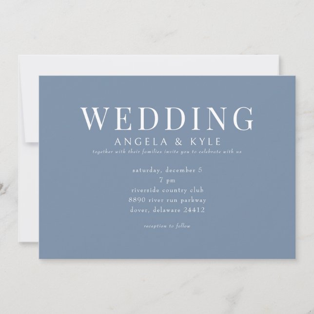 Faire-part de mariage horizontal moderne Pervenche (Devant)