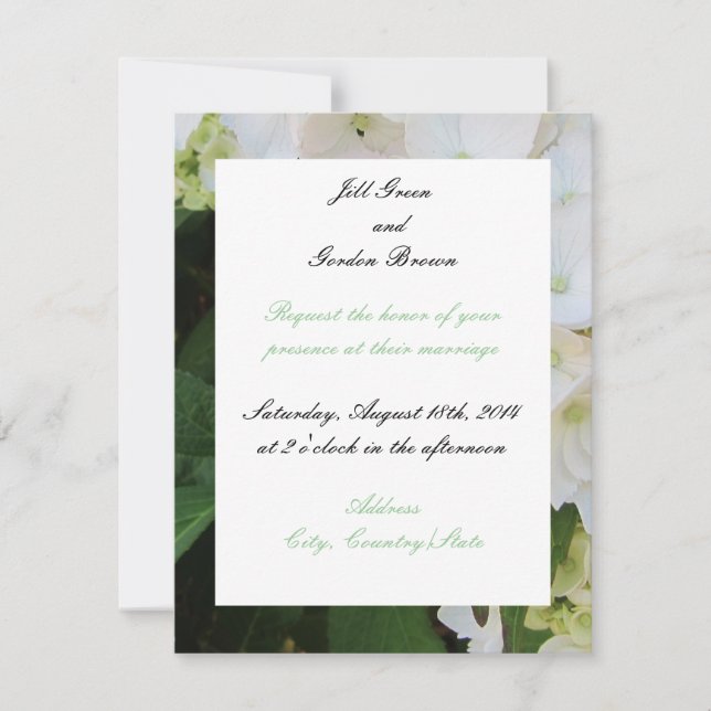 Faire-part de mariage Hydrangea blanc (Devant)