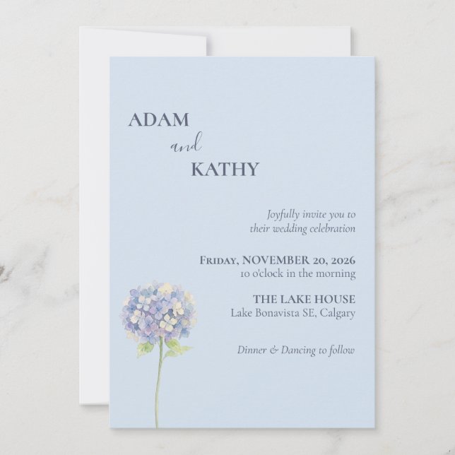 Faire-part de mariage Hydrangea Bleu Poussiéreux (Devant)
