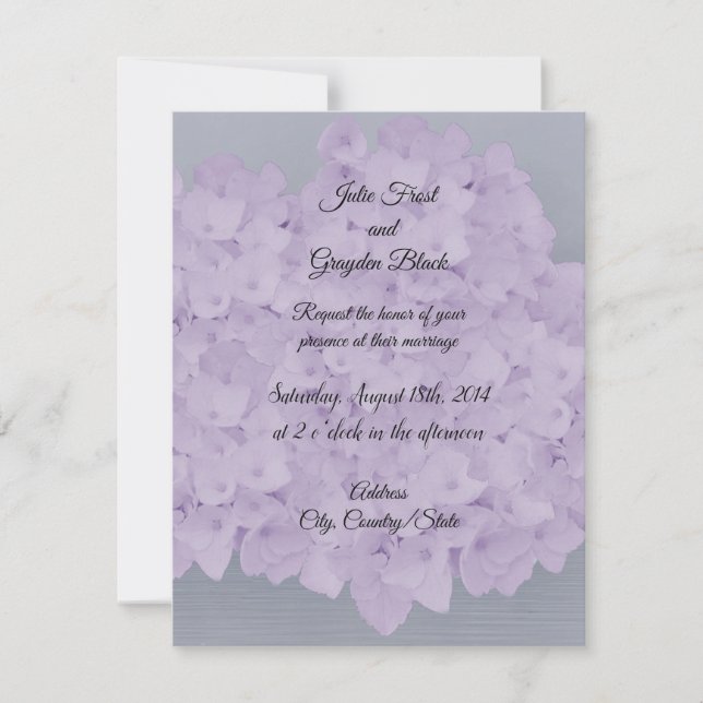 Faire-part de mariage Hydrangea lavande (Devant)