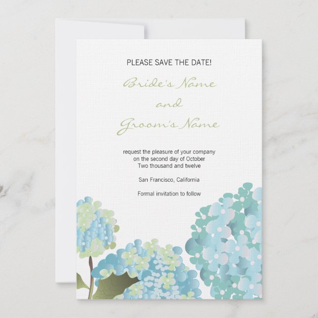Faire-part de mariage Hydrangea Save the Date (Devant)