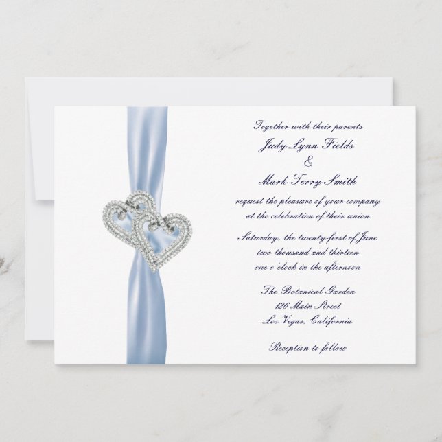 Faire-part de mariage Ice Blue Hearts personnalisé (Devant)