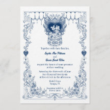 Faire-part de mariage illustré sur le thème de la