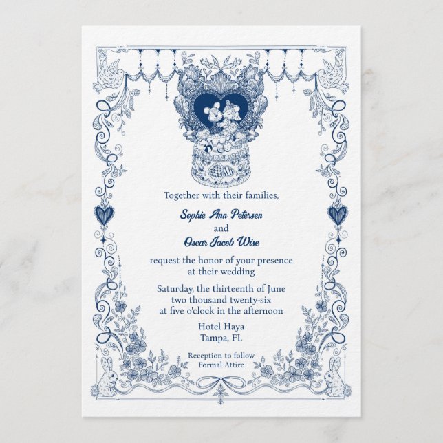 Faire-part de mariage illustré sur le thème de la  (Devant)