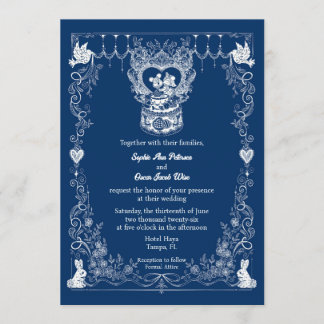Faire-part de mariage illustré sur le thème de la