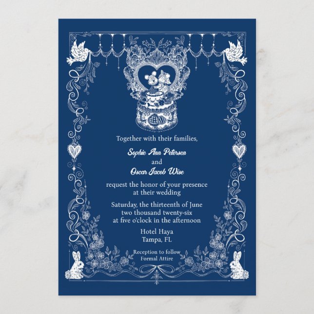 Faire-part de mariage illustré sur le thème de la  (Devant)