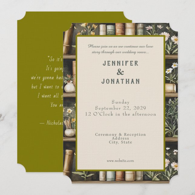 Faire-part de mariage impression rustique pour amo (Devant / Derrière)