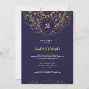Faire-part de mariage indien avec Elegant Blue & G