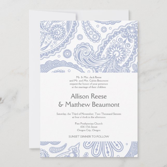 Faire-part de mariage indien de Paisley (Devant)