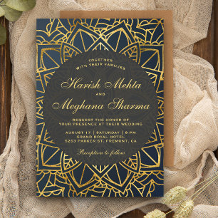 Faire-part de mariage indien Faux Gold Mandala