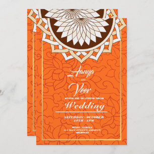 Faire-part de mariage indien orange