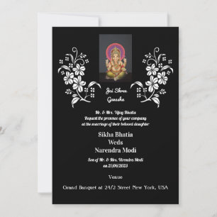 Faire-part de mariage indienne avec Ganesha auspic