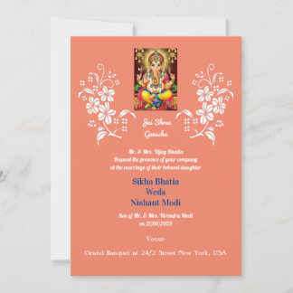 Faire-part de mariage indienne avec Ganesha auspic