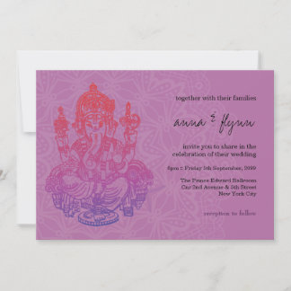 Faire-part de mariage indienne Ganesh Purple Lilac