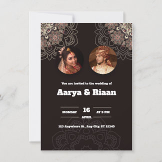 Faire-part de mariage indienne traditionnelle en n