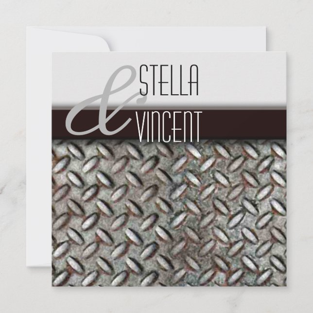 Faire-part de mariage industriel diamant (Devant)