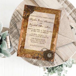Faire-part de mariage industriel vintage Steampunk