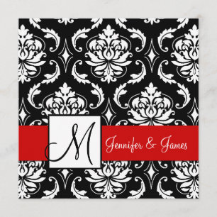 Faire-part de mariage initial des Damas rouges noi