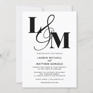 Faire-part de mariage initial minimal