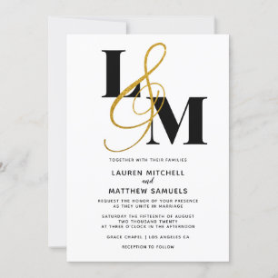 Faire-part de mariage initial minimal