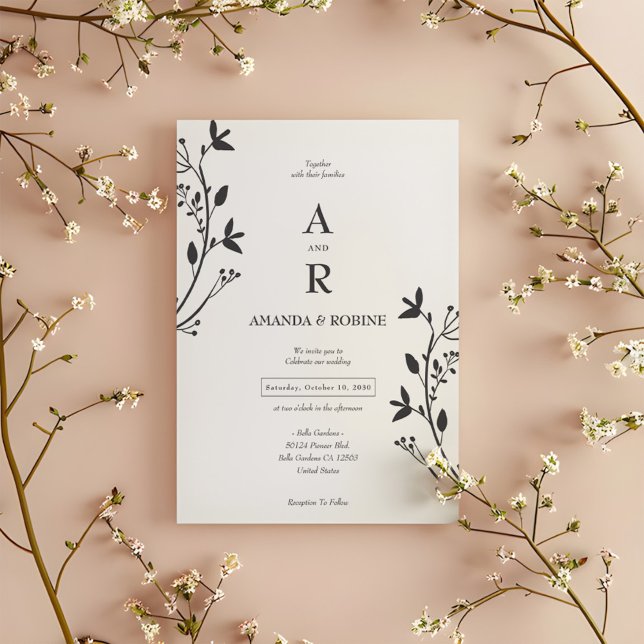 Faire-part de mariage Initiales minimalistes (Créateur téléchargé)