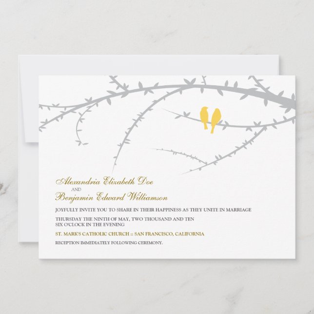Faire-part de mariage Inséparable (jaune) (Devant)