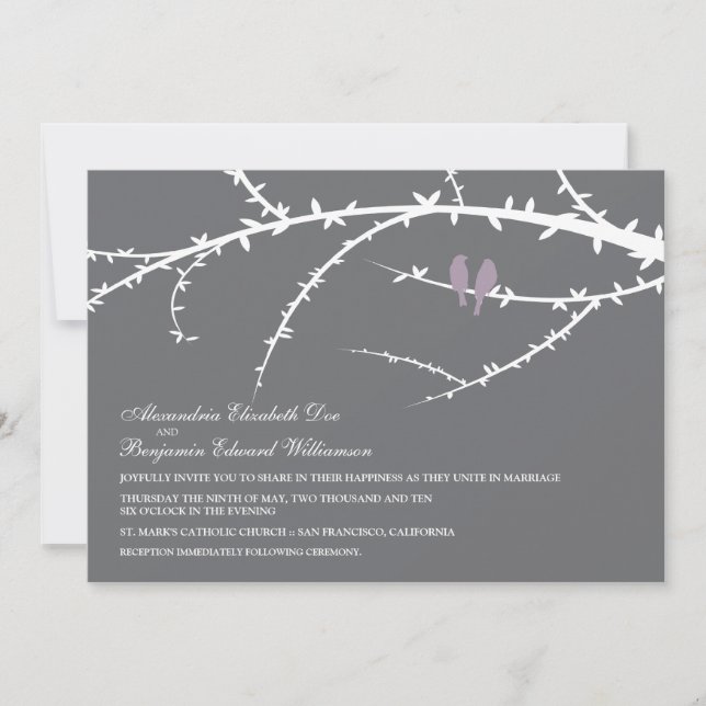 Faire-part de mariage Inséparable (lavande) (Devant)