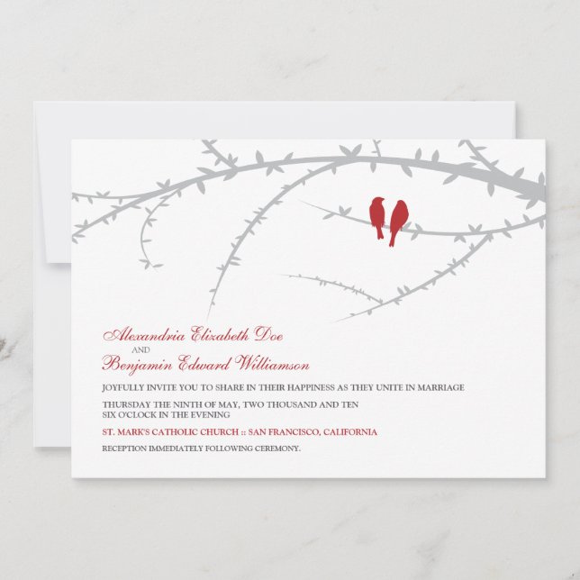Faire-part de mariage Inséparable (rouge) (Devant)