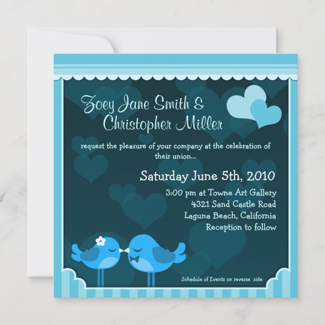 Faire-part de mariage Inséparable Turquoise (Devant)