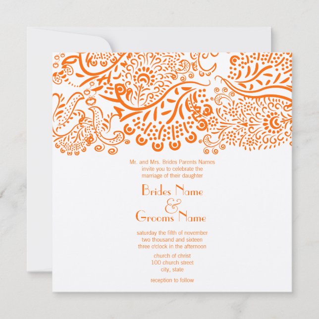 Faire-part de mariage Inséparables orange (Devant)