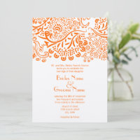 Faire-part de mariage Inséparables orange