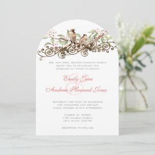 Faire-part de mariage Inséparables Vintages rose e