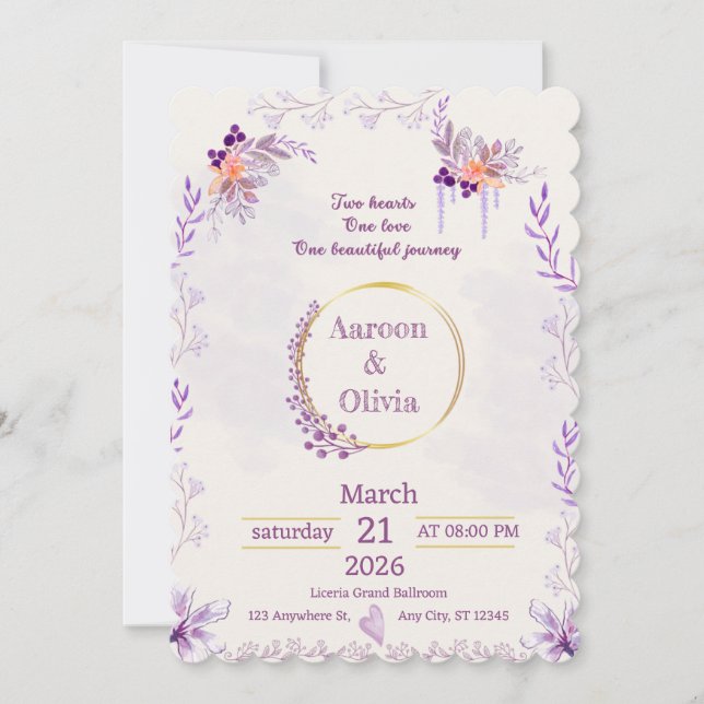 Faire-part de mariage intime et éditable pour jard (Devant)