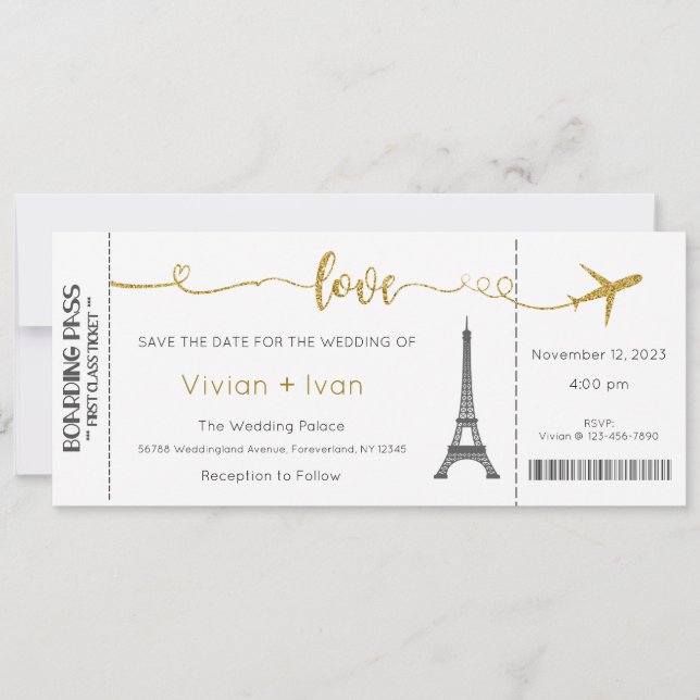 Faire-part de mariage, Invitation Mariage Paris, A (Devant)