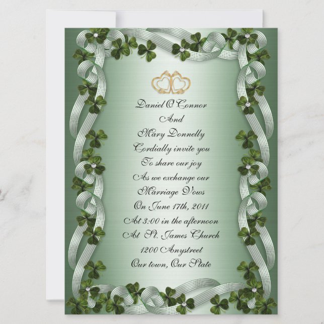 Faire-part de mariage irlandaise (Devant)