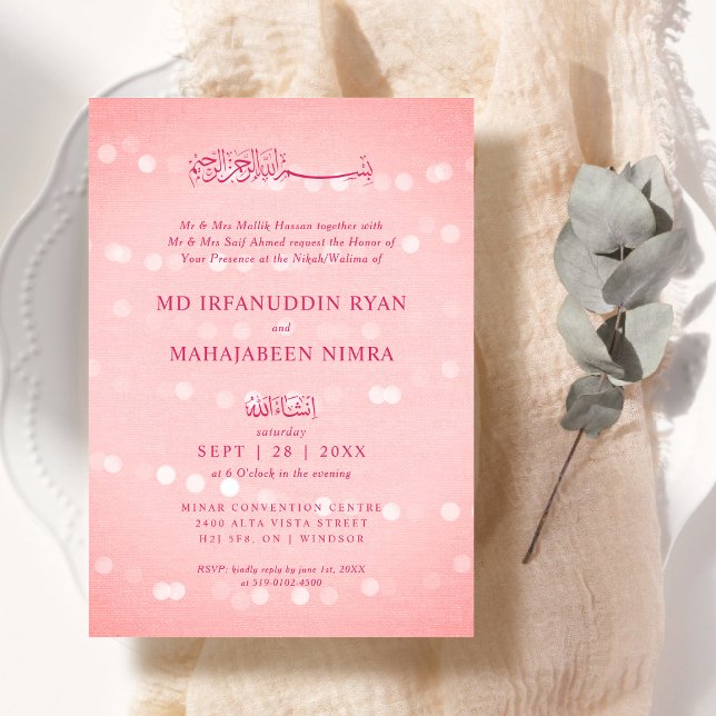 Faire-part de mariage islamique Bokeh (Créateur téléchargé)