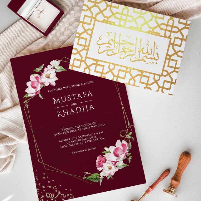 Faire-part de mariage islamique géométrique bordea (Créateur téléchargé)