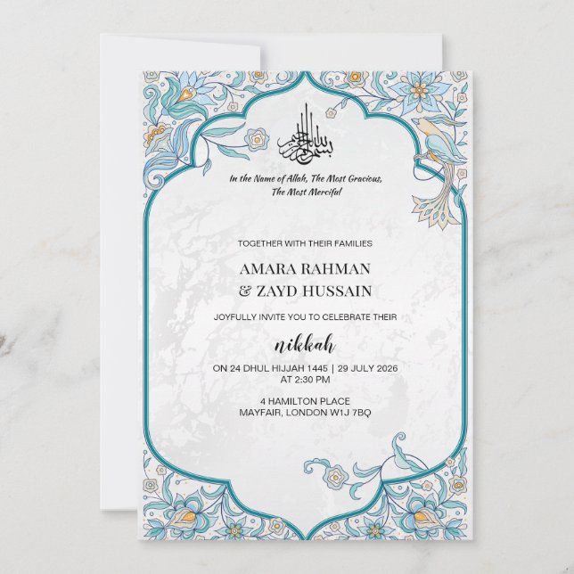 Faire-part de mariage islamique luxueux – Deep Tea (Devant)