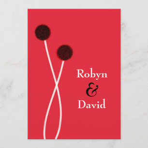 Faire-part de mariage japonais Sumi-e rouge et noi