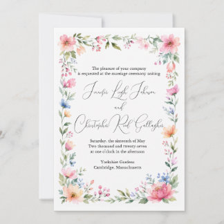 Faire-part de mariage jardin à l'aquarelle