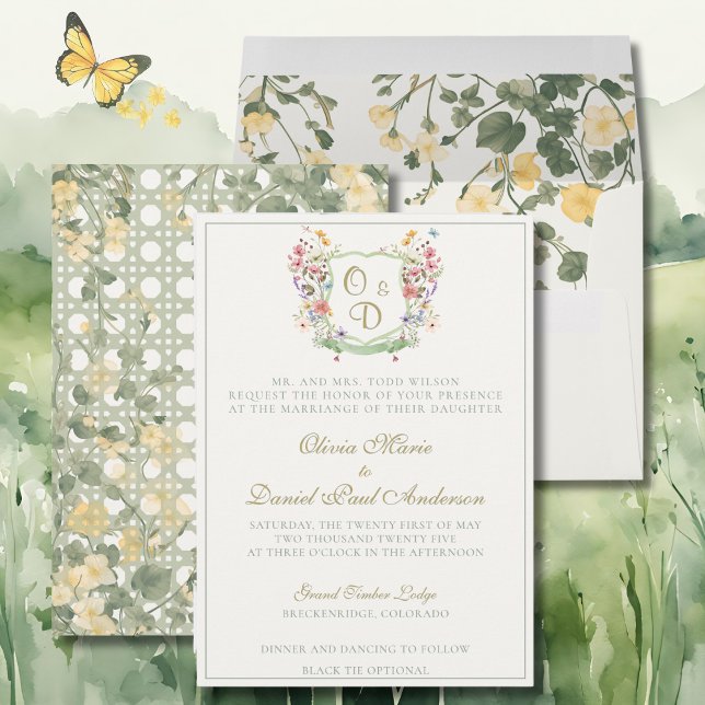 Faire-Part de Mariage Jardin de Fleurs Sauvages de (Wedding Invitation with coordinating envelope)