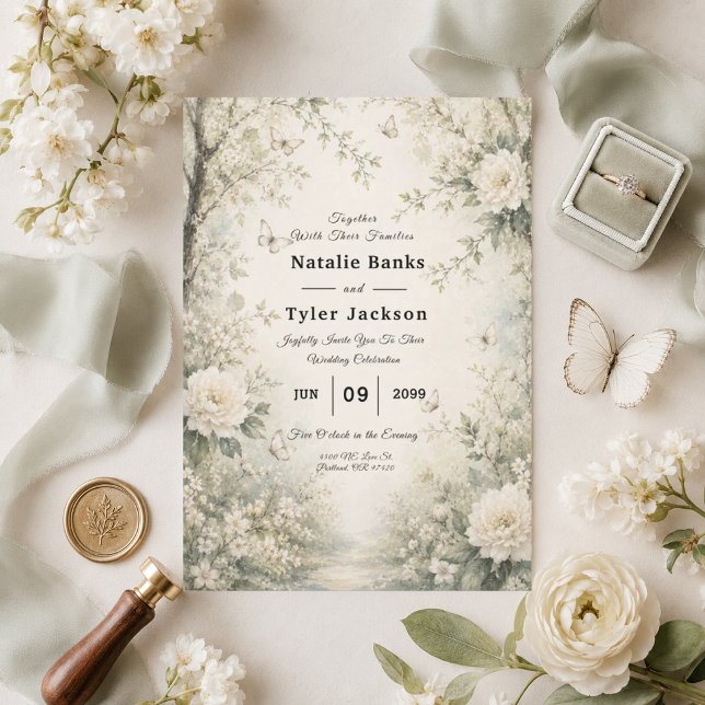 Faire-part de mariage Jardin de printemps Papillon (Créateur téléchargé)