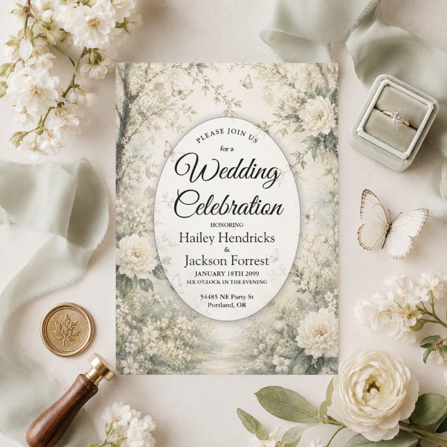 Faire-part de mariage Jardin de printemps Papillon (Créateur téléchargé)