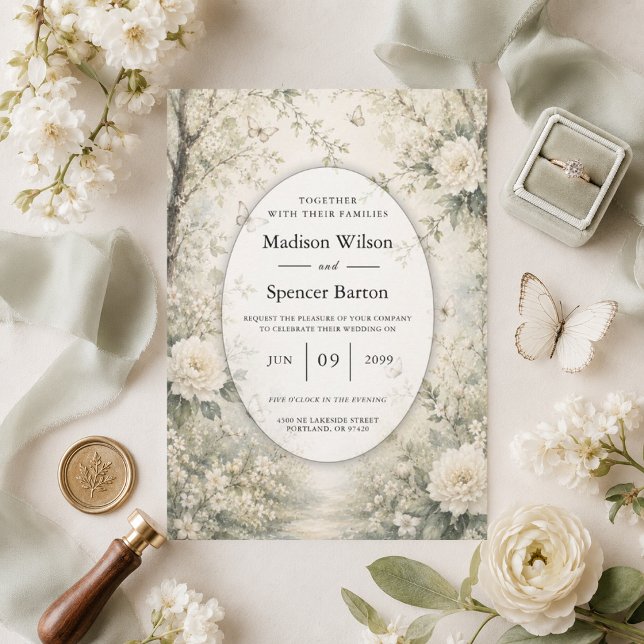 Faire-part de mariage Jardin de printemps Papillon (Créateur téléchargé)