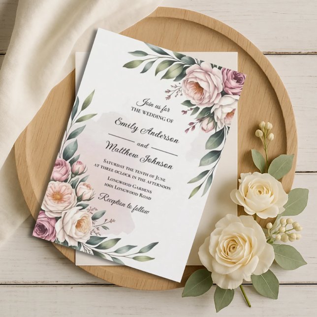 Faire-part de mariage Jardin de roses aux teintes  (Créateur téléchargé)