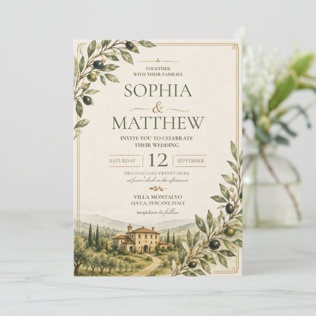 Faire-part de mariage Jardin d'oliviers toscan | I (Debout devant)