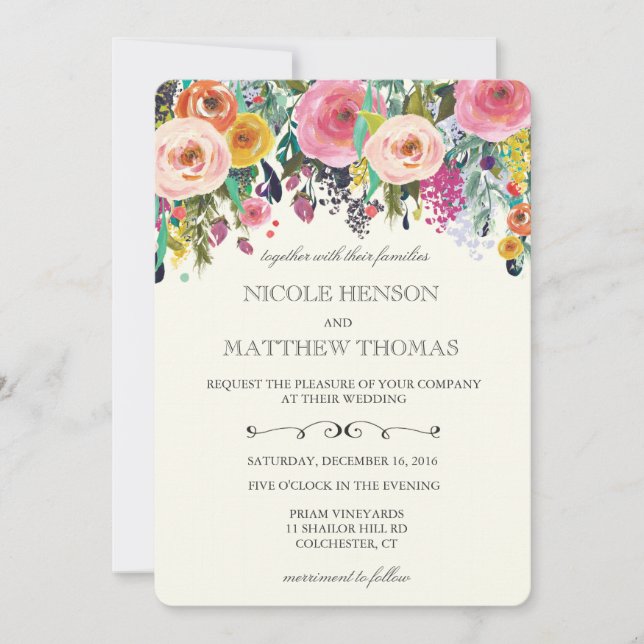 Faire-part de mariage Jardin Floral (Devant)