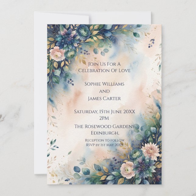 Faire-part de mariage Jardin Moody Blue (Devant)