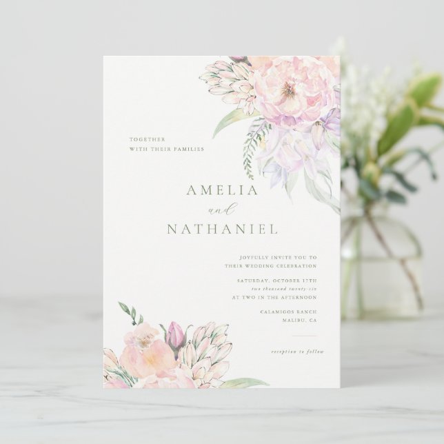 Faire-part de mariage Jardin Pastel (Debout devant)