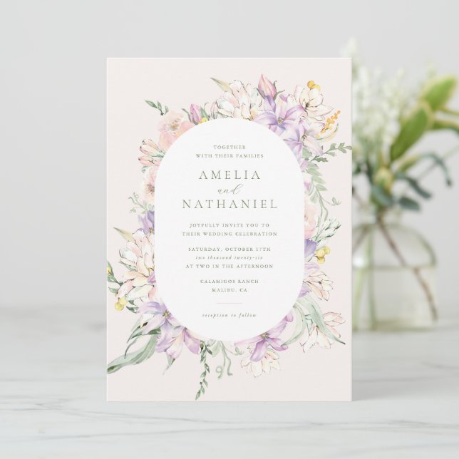 Faire-part de mariage Jardin Pastel (Debout devant)